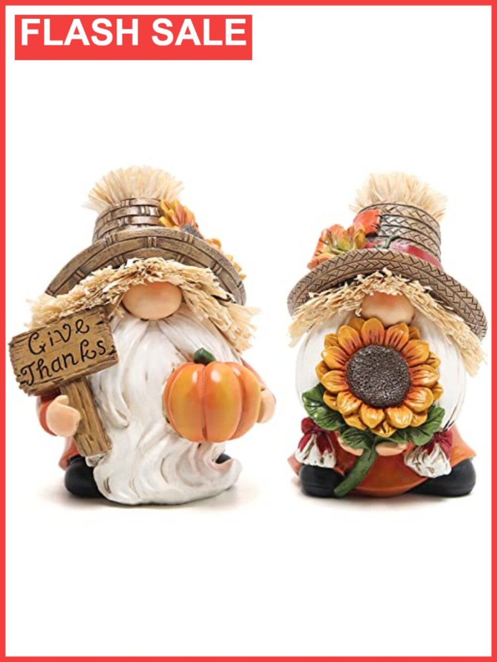 Thanksgiving Gnomes 2pc Resin Figurines Fall Decor for Home